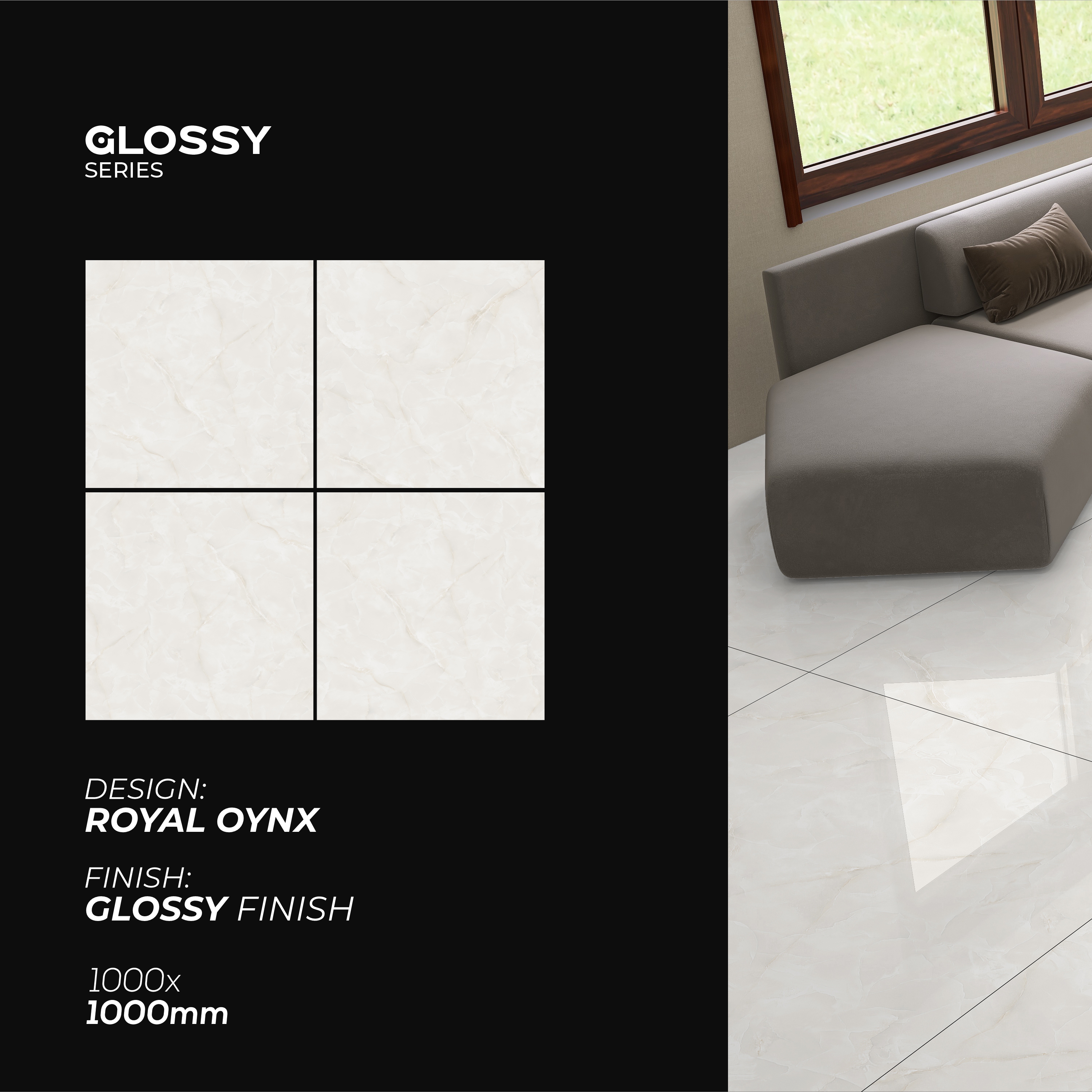 Gạch ốp lát Khushi Royal Onyx IN1-1208G, Glossy, 100x100 chính hãng